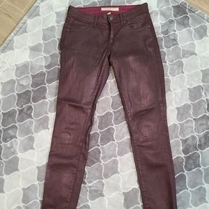 Burberry Brit burgundy Skinny waxed jeans in size 27